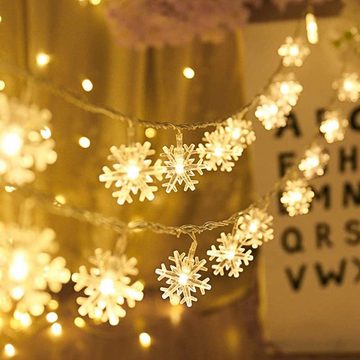 Alster Herz LED-Lichterkette Schneeflocken LED Lichterkette, Winter Weihnachten, E0204, Weihnachten Beleuchtung