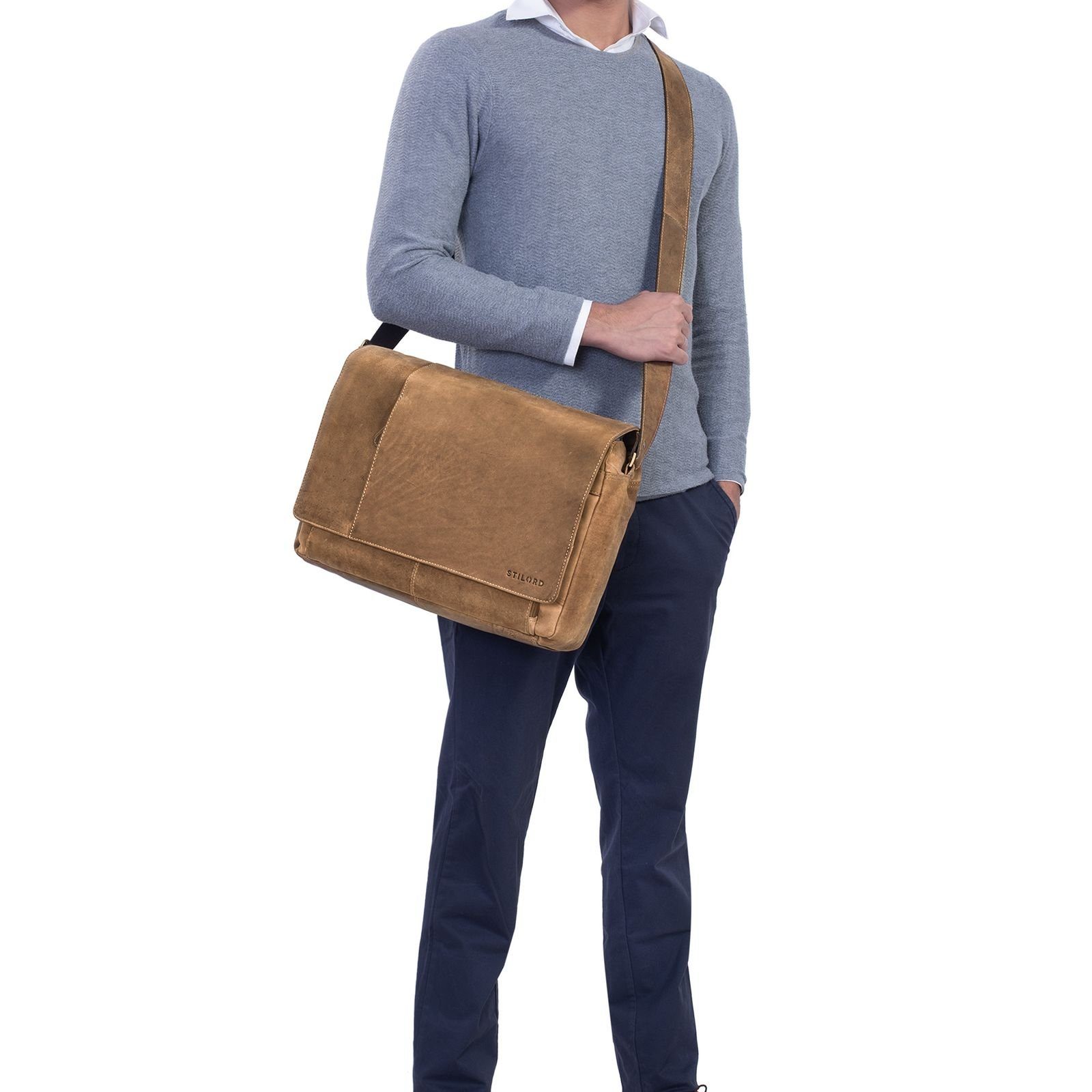 STILORD Laptoptasche "Elias" Echtleder Herren Umhängetasche günstig online kaufen