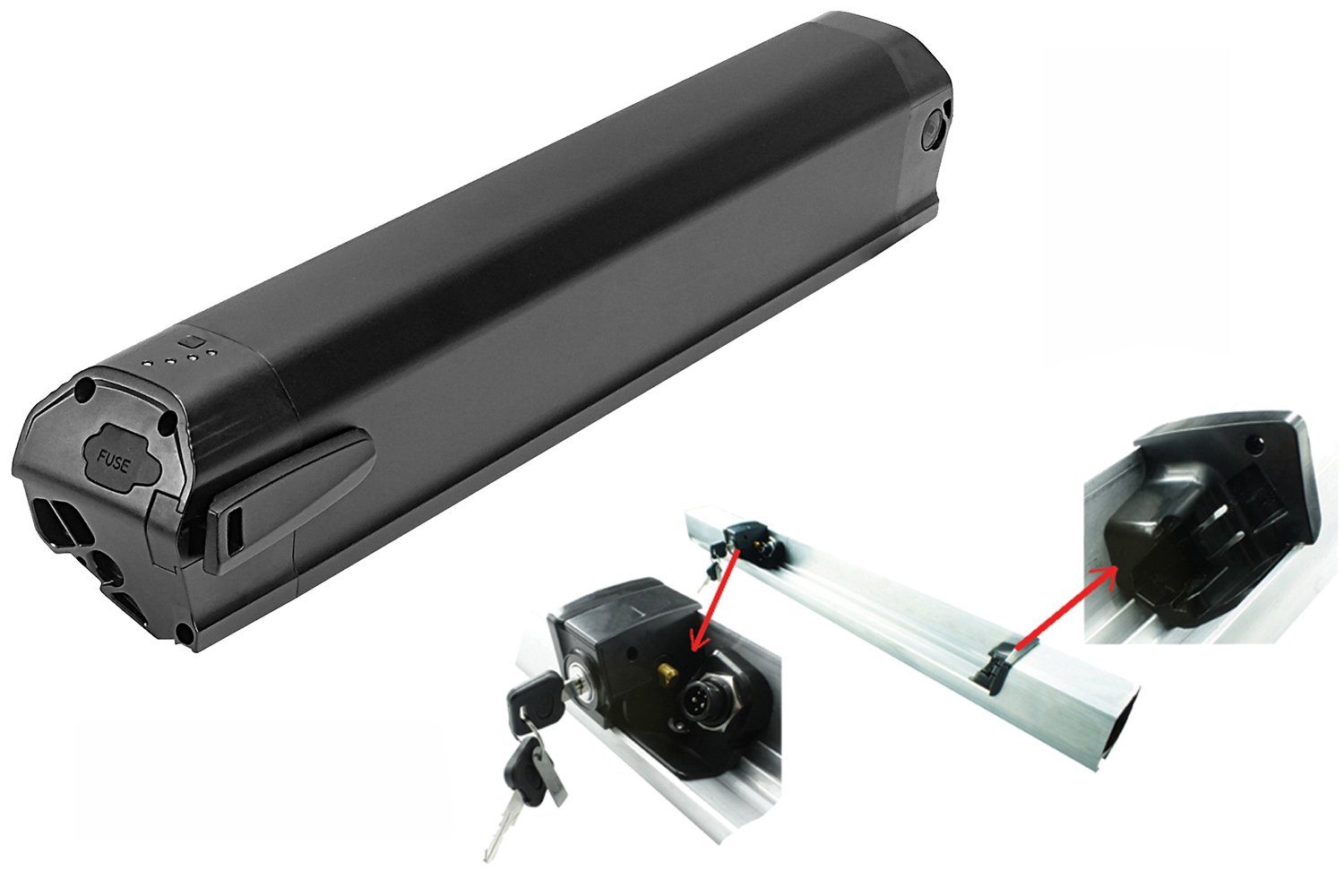 PowerSmart LEB37PV57B.916 E-Bike Akku für EXETER GENT und Batteriehalterung Li-ion 17000 mAh (36 V)