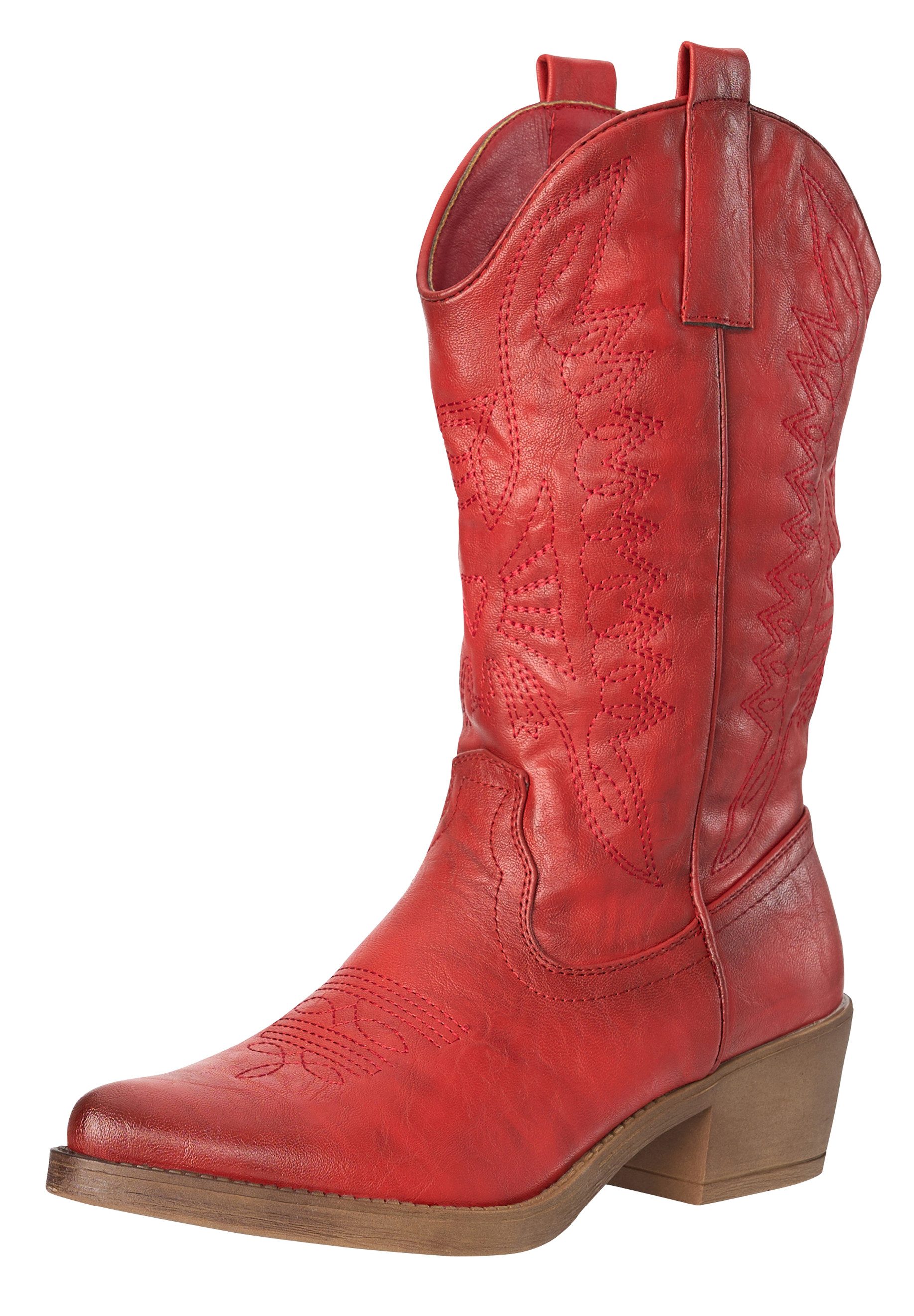 Salinyang Damen Cowboy Boots – Cowboystil mit Stickerei Lederoptik Stiefel