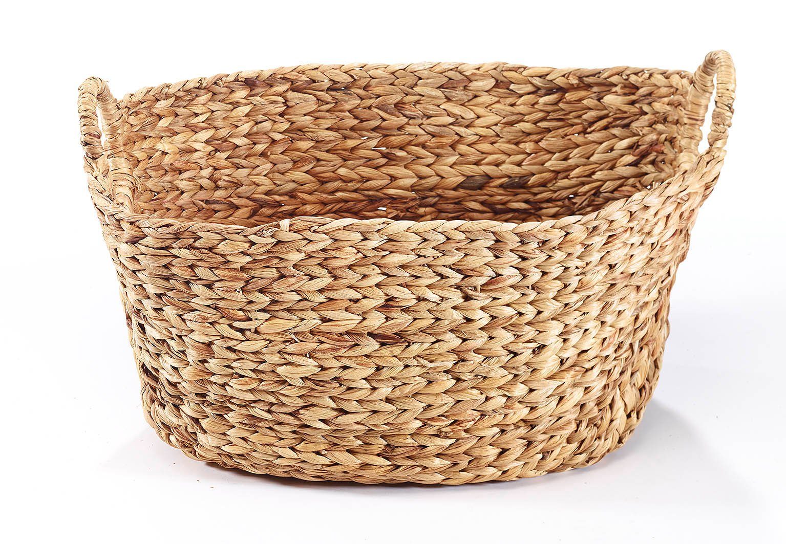 Kobolo Aufbewahrungskorb Korb aus Wasserhyazinthe mit Griffen 51x30x34 cm (51x30x34cm)