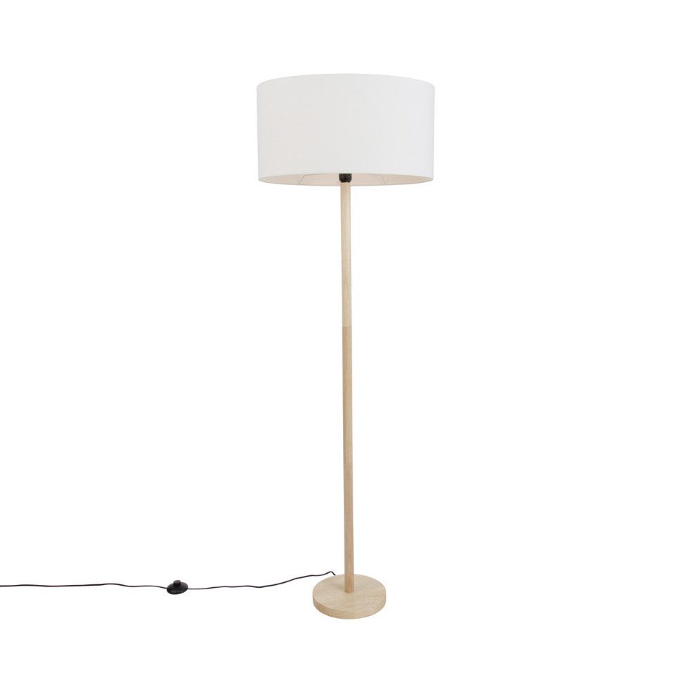 Qazqa Stehlampe Mels shade, ohne Leuchtmittel, Warmweiß, QAZQA Stehlampe, e27, Naturel, Holz, Landhaus