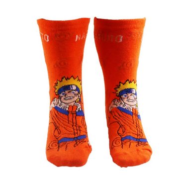 Naruto Freizeitsocken Naruto Shippuden Sasuke Kakashi Lange Kinder Socken 3er Pack Gr. 23 bis 34