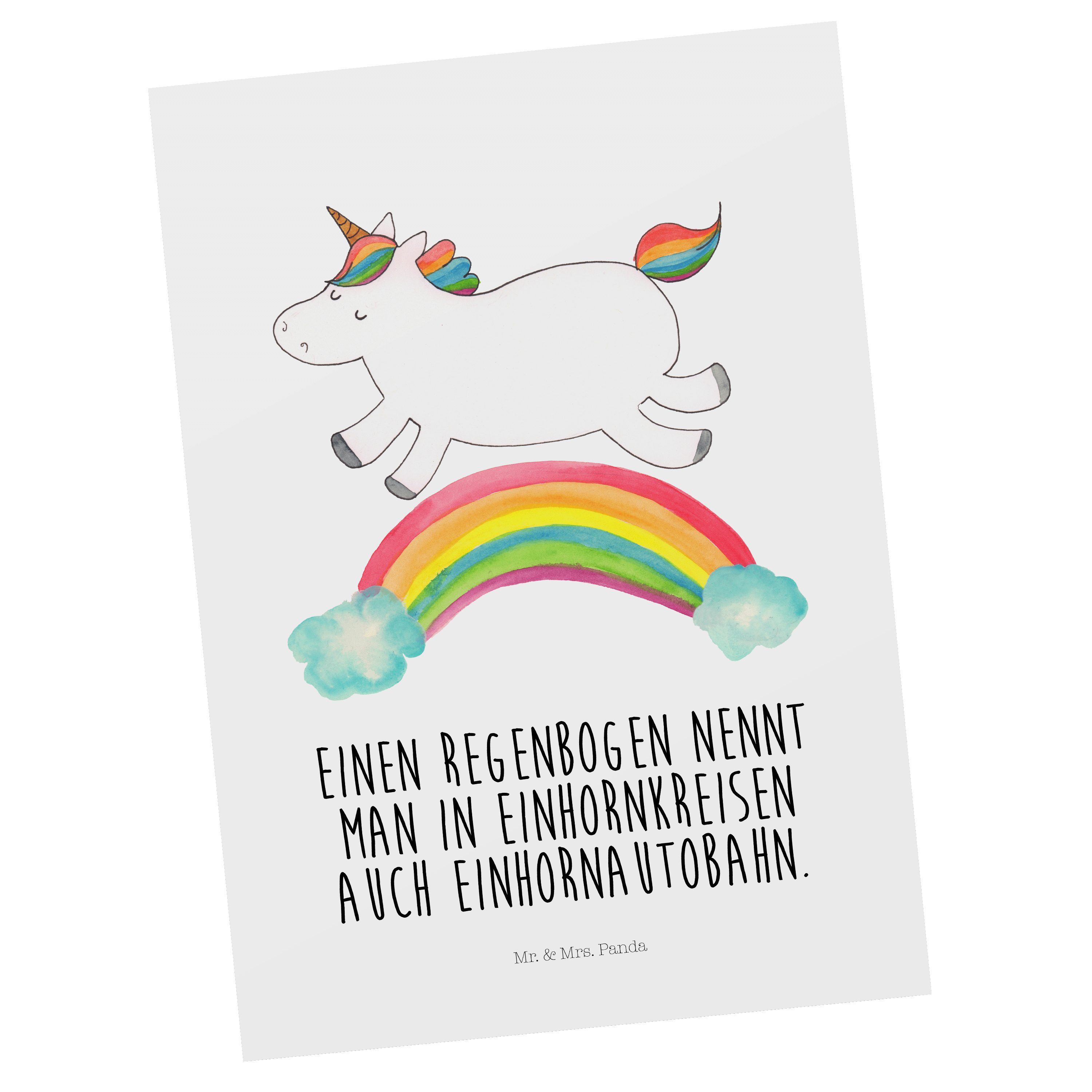 Mr. & Mrs. Panda Postkarte Einhorn Regenbogen - Weiß - Geschenk, Geschenkkarte, Einhornpower, Ei