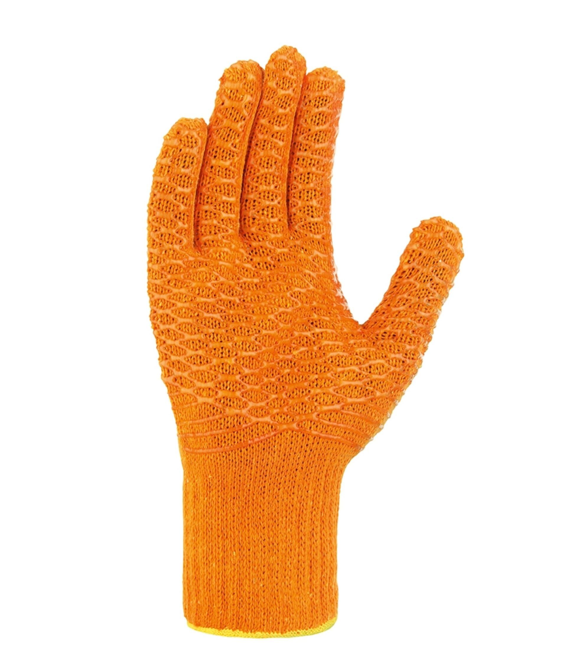 teXXor Strickhandschuhe Grobstrick-Handschuhe Criss Cross orange PVC 1900 (Packung, 12-St., VPE= 12-144 Paar, Gr 8-11) gute Flexibilität/Waffelmuster