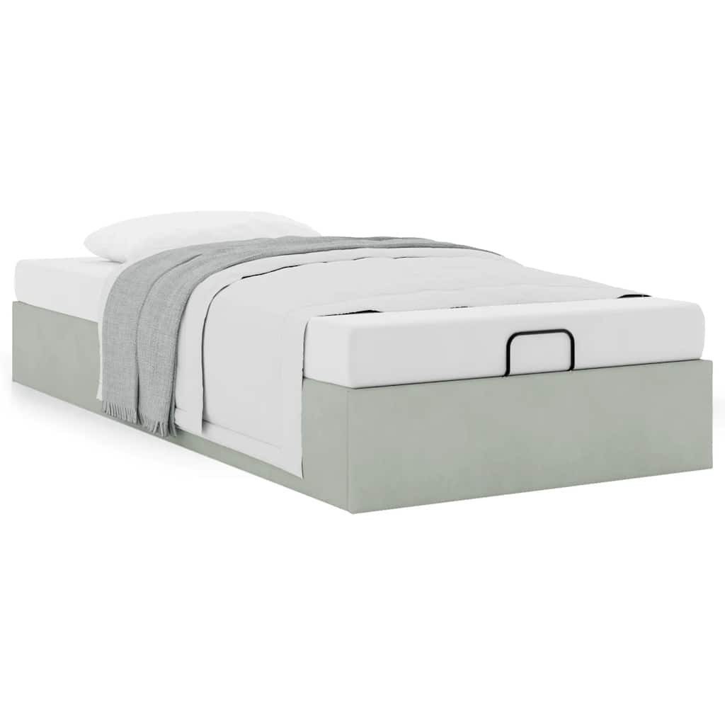 Bettgestell 90 x 200 cm Ottoman-Bett ohne Matratze Hellgrau 90x200 cm Samt