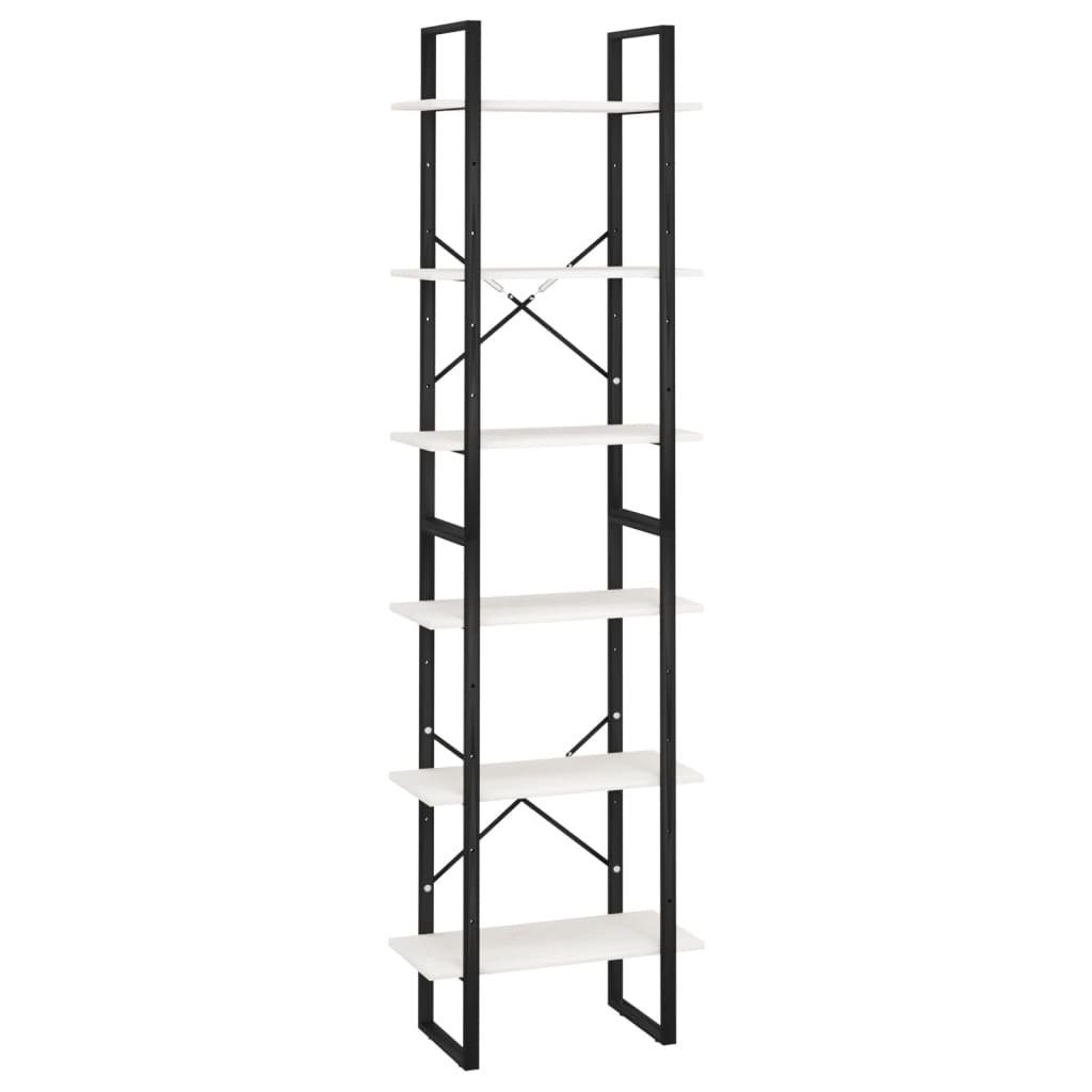 vidaXL Regal aus Kiefern-Massivholz, Metall in Weiß, LxBxH: 30x60x210 cm