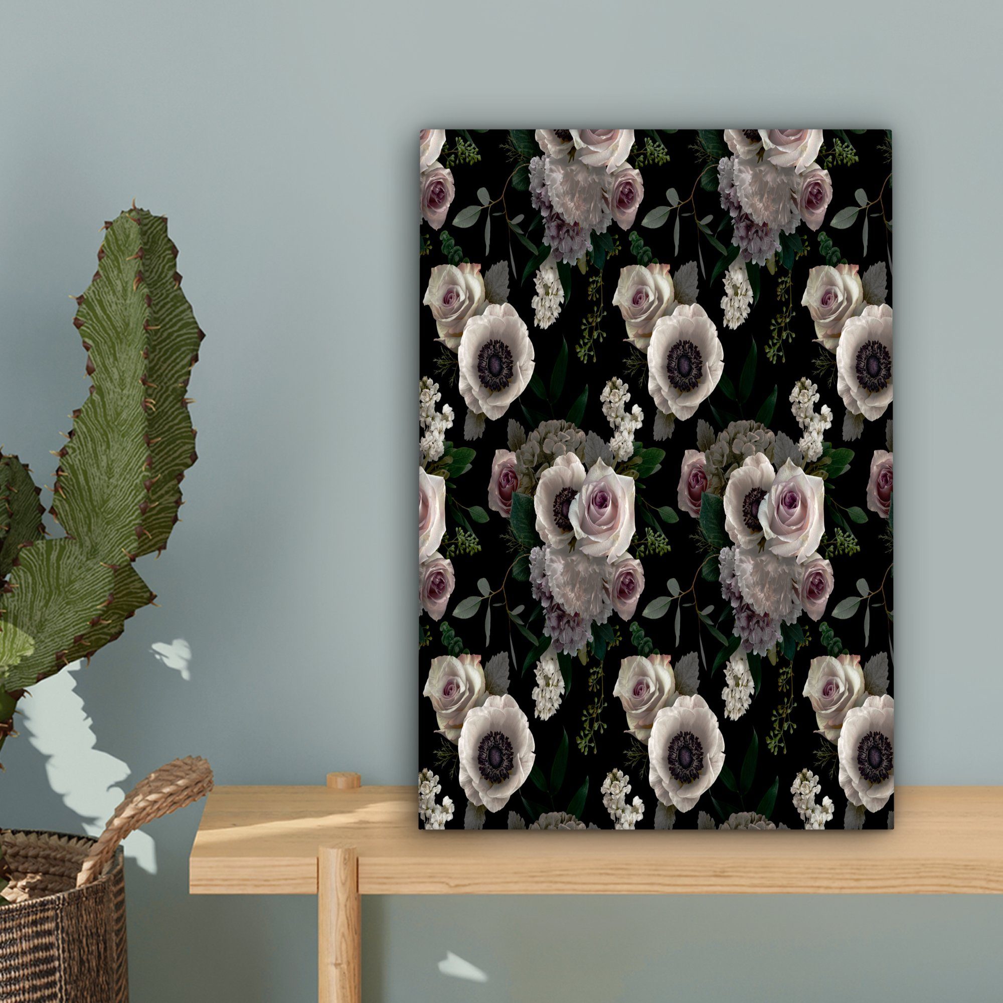 Rose Gemälde, St), Blumen Anemone, (1 - OneMillionCanvasses® inkl. cm 20x30 - bespannt Zackenaufhänger, Leinwandbild fertig Leinwandbild