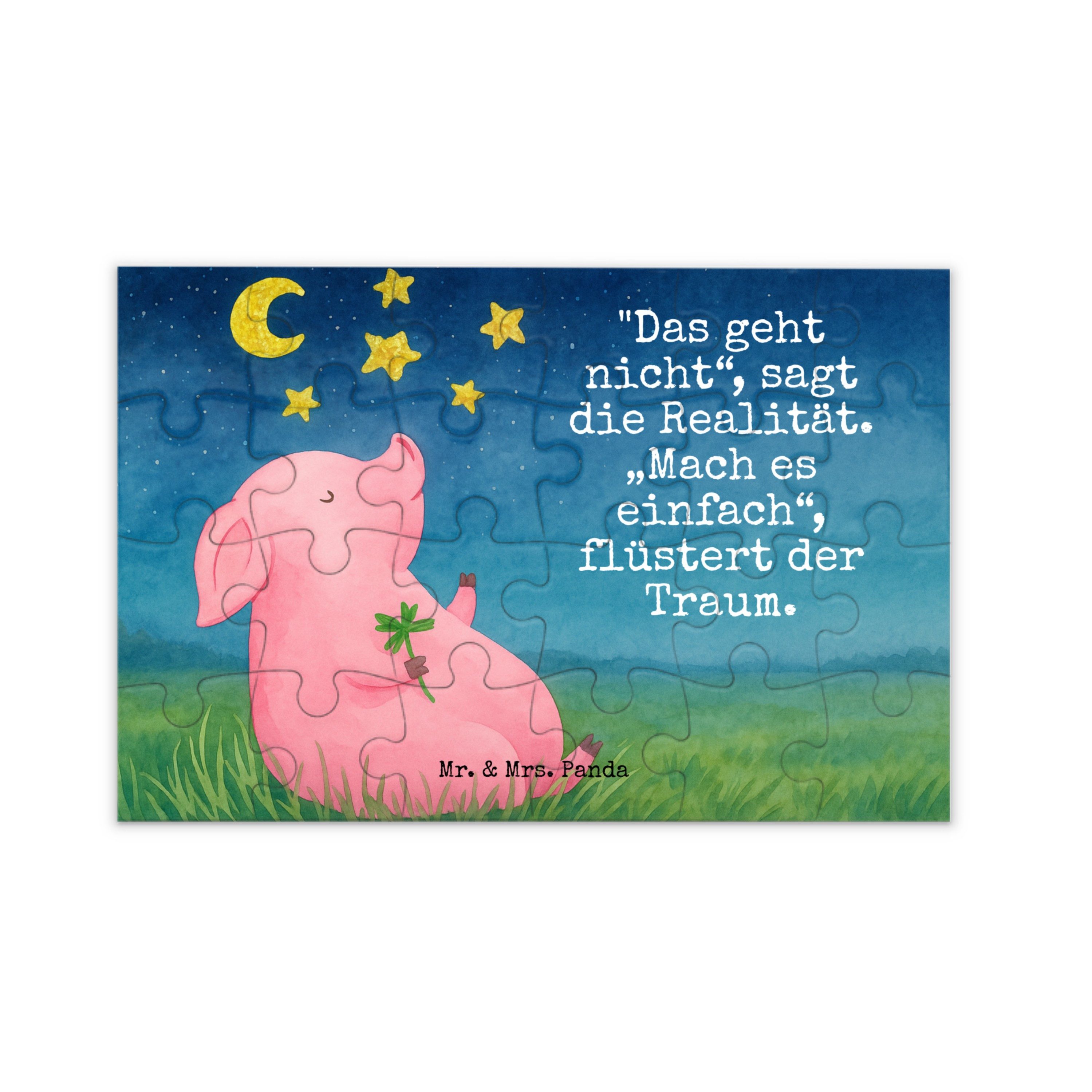 Mr. & Mrs. Panda Puzzle Schwein Glück Design, Puzzle 24 Teile, Weiß, Ziele, Legespiel, 500 Te, 24 Puzzleteile, Lustige Sprüche Schweinchen Puzzlespiel