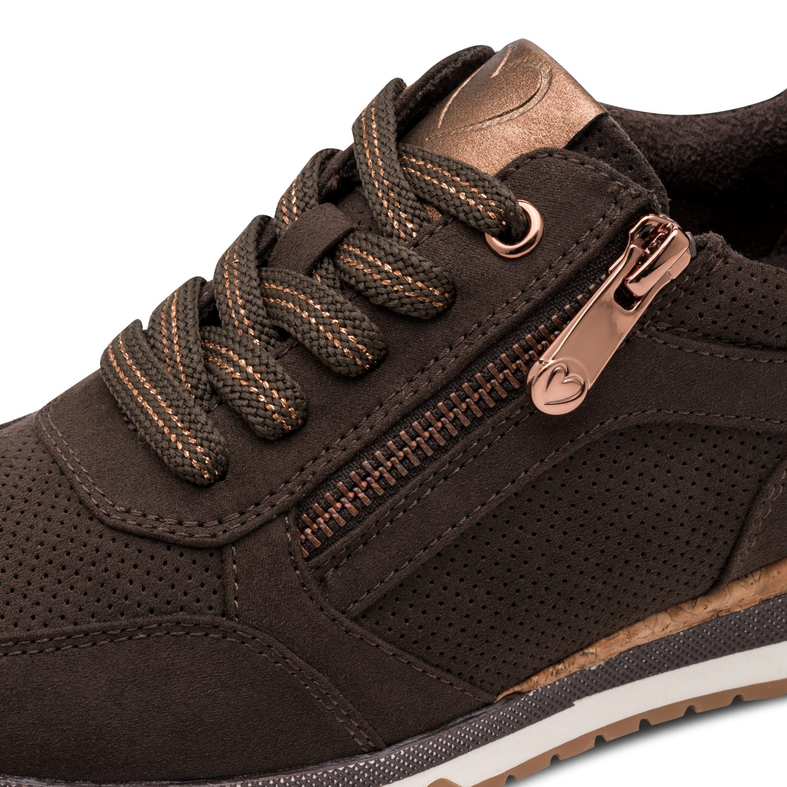 MARCO TOZZI Keilsneaker Freizeitschuh, Schnürschuh mit leicht glänzender Herz-Logoprägung
