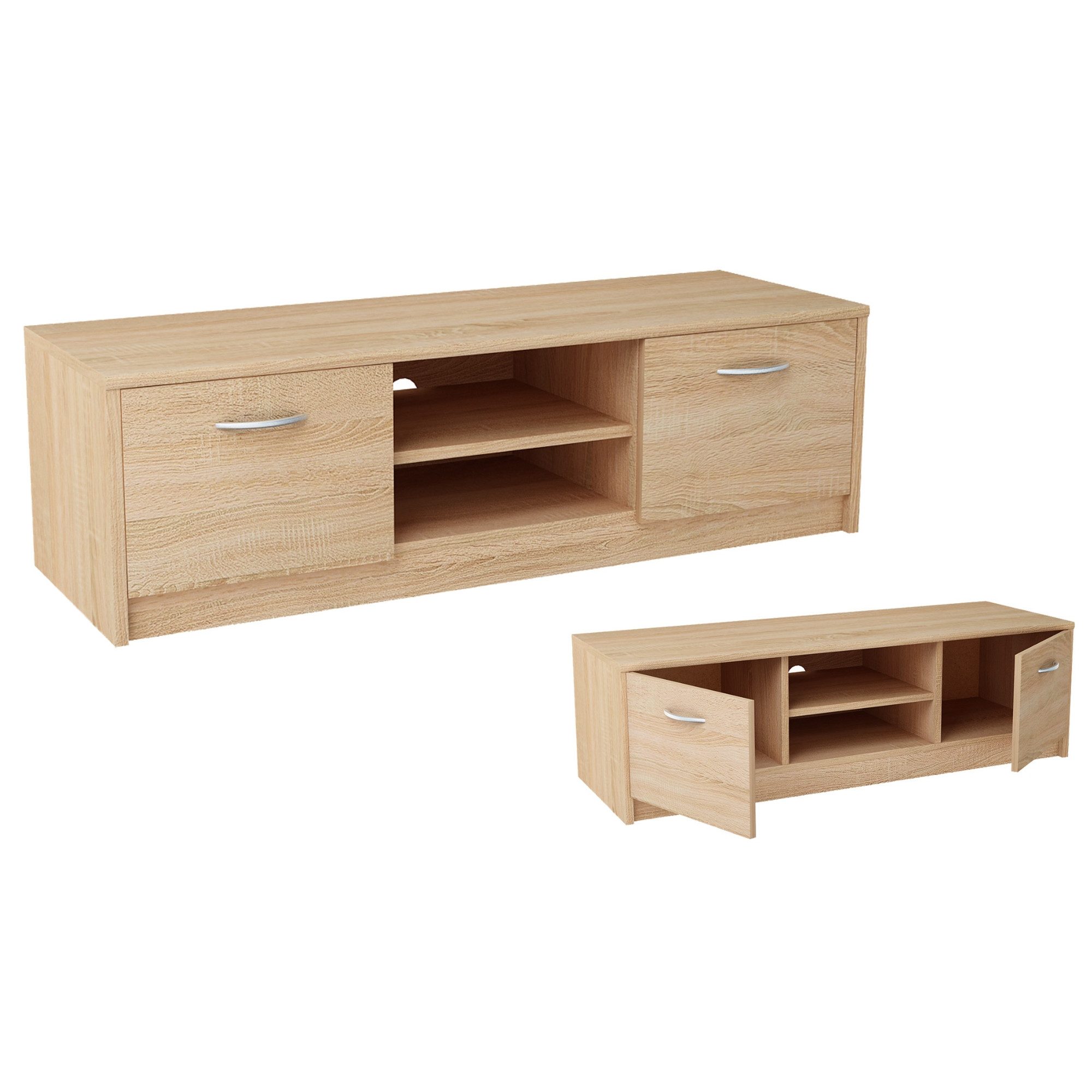 Home Collective TV-Schrank 120cm breit Lowboard mit matter Oberfläche Fernsehtisch (abgerundete Kante und Metall-Rollschienen Fernsehkommode) mit 2 Türen und 1  – Bild 5 von 5