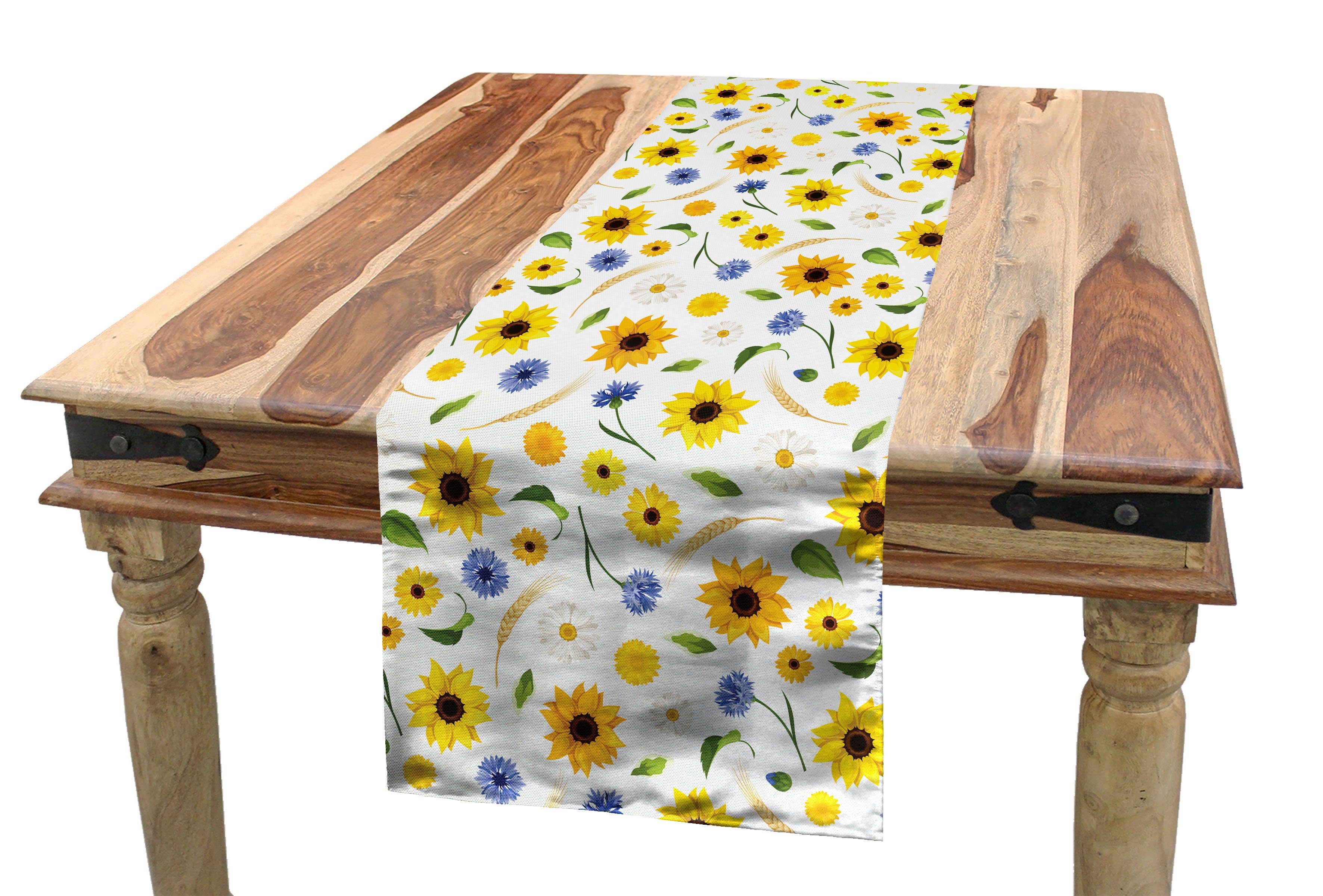 Abakuhaus Tischläufer Esszimmer Küche Rechteckiger Dekorativer Tischläufer, Gelb weiss Botanic Pattern