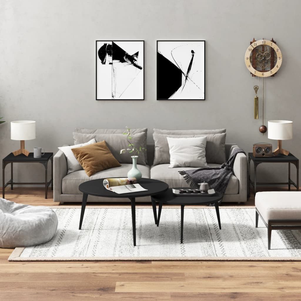vidaXL Couchtisch vidaXL Beistelltische 2 Stk. Schwarz 40x40x35 cm Holzwerkstoff