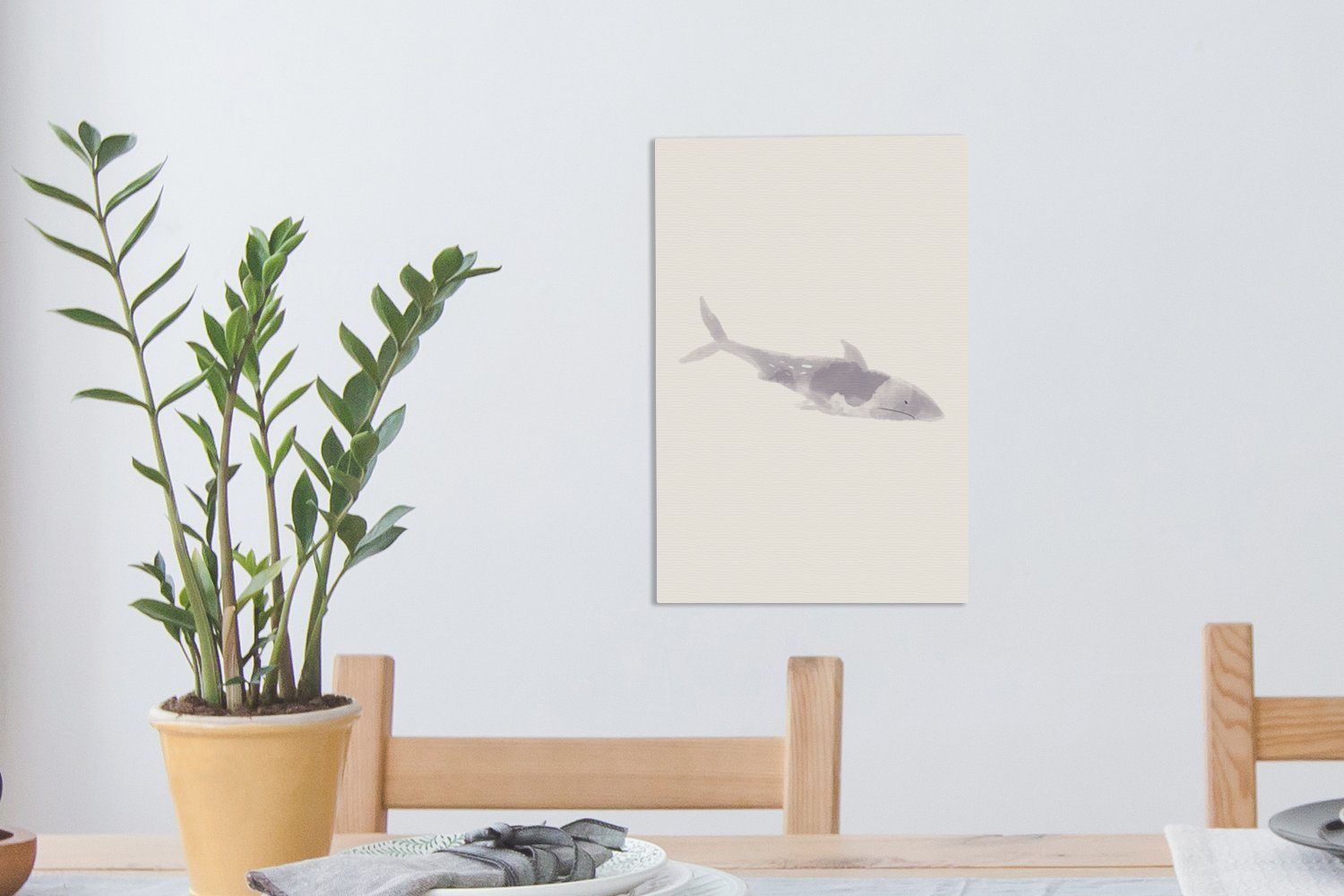 20x30 OneMillionCanvasses® St), Zackenaufhänger, fertig (1 cm inkl. bespannt Zeichnung, - Meerestiere Gemälde, Leinwandbild - Leinwandbild - Aquarell Fische