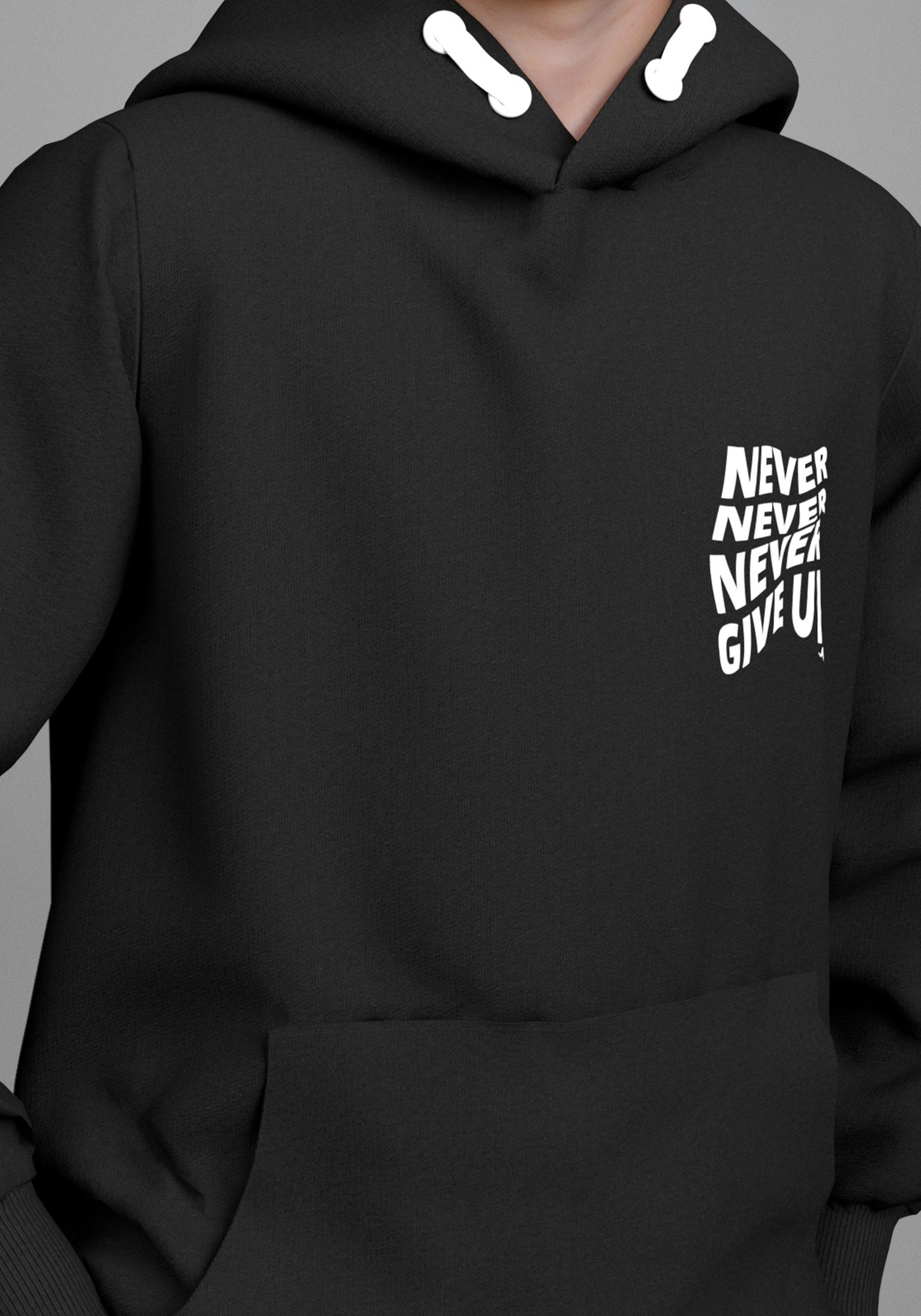 KangaROOS Kapuzensweatshirt Spruch: NEVER GIVE UP Sweatshirt mit großem Rückendruck