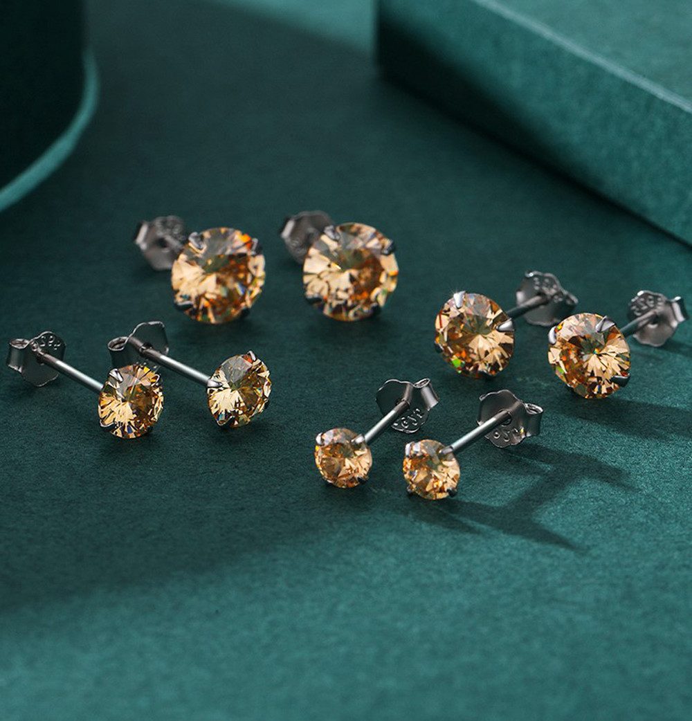 Runde Perlé Paar Ohrstecker Paar Ohrstecker mit funkelndem Zirkon Farbe Cha günstig online kaufen