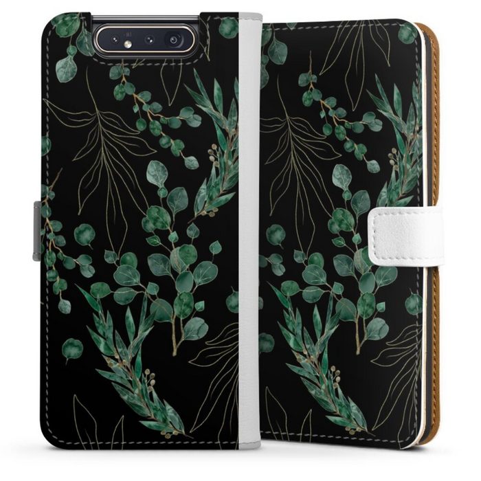 DeinDesign Handyhülle Eukalyptus Blätter Natur Eukalyptusblätter Black Samsung Galaxy A80 Hülle Handy Flip Case Wallet Cover