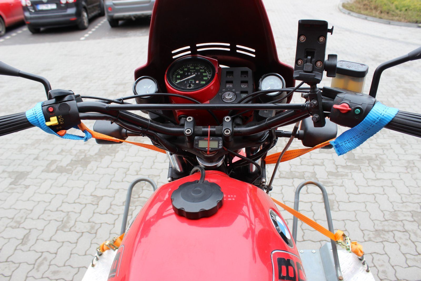 Spanngurt Anhänger für Motorrad (Set) TRUTZHOLM Lenker Verzurrsystem Transport Spanngurt