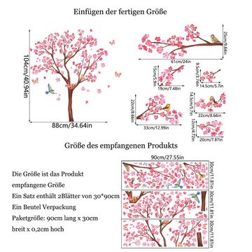 GelldG Wandbild Wandtattoo Groß Baum Pflaumenblüte Wandaufkleber Pflaumenbaum
