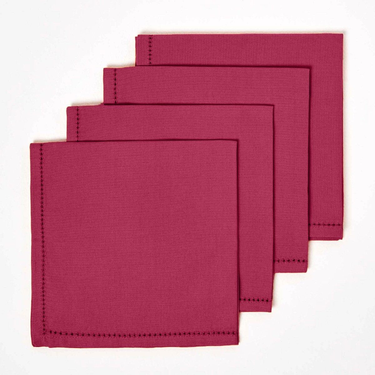 Homescapes Stoffserviette 4er-Set Stoffservietten weinrot – 45 x 45 cm, 100% Bau