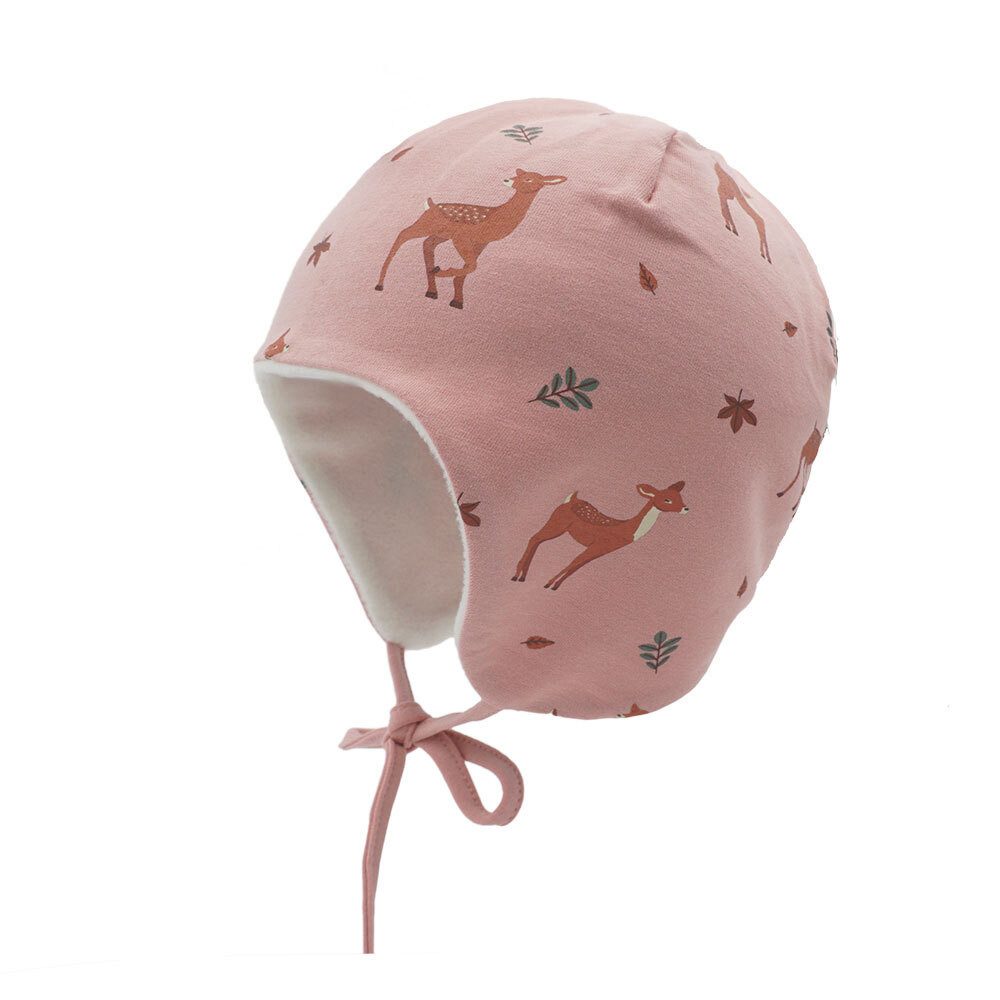 MAXIMO Jerseymütze MINI GIRL-Inkamütze Reh Band, Fleecefutter (1-St) Baumwolljersey