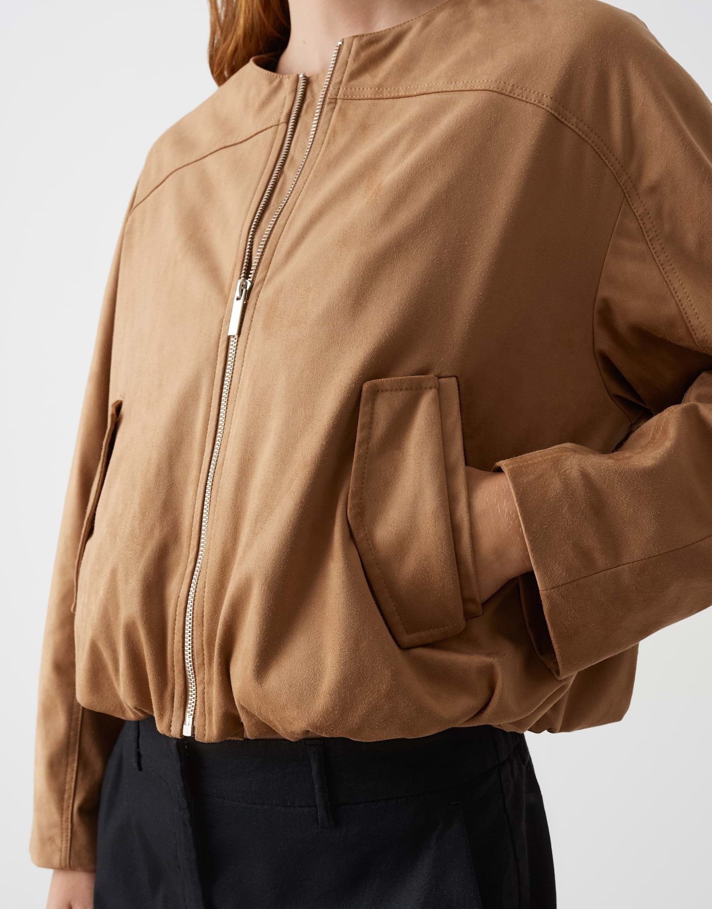OPUS Bomberjacke HAUDI Regular in Velourslederoptik