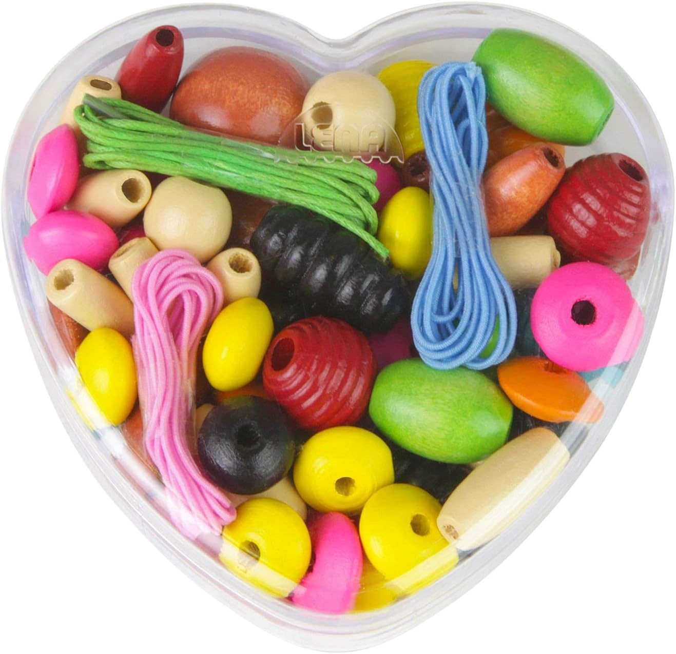 Spiel LENA Holzfädelperlen in Herzdose - Bastelset für Kinder ab 3