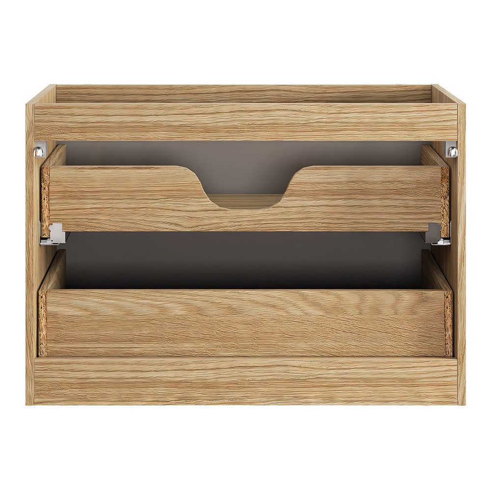 Thumbnail - Lomadox Waschtisch LONDON-56-BEIGE, inkl. Waschbecken, Eiche beige, 80 cm breit, grifflos, 3D-Front