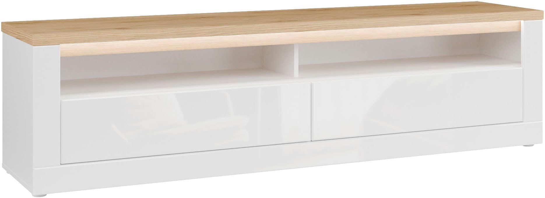 FORTE TV-Board TV-Schrank, grifflos, offene Fächer, B/H/T 181,1/48,2/41,6 cm, Front glänzend