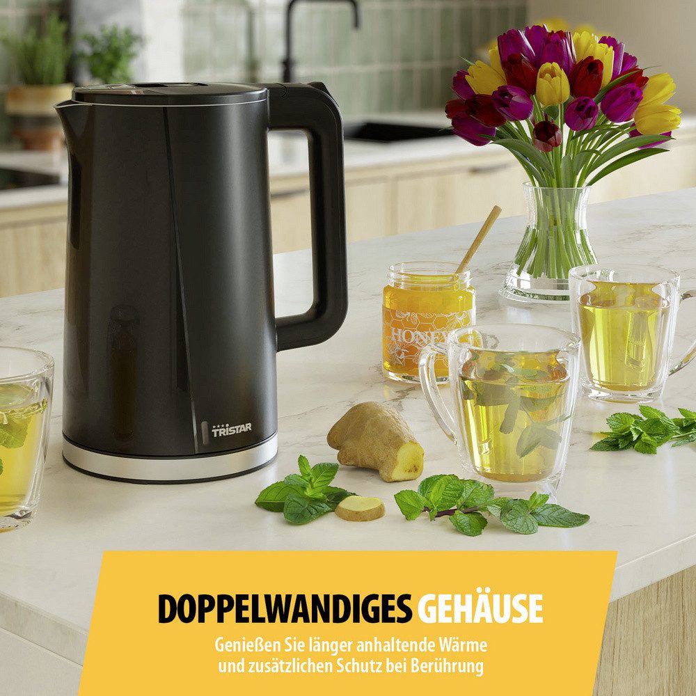 Tristar Wasserkocher Tristar Wasserkocher Schwarz Fassungsvermögen: 1.7 l, 1.70 l, 2200.00 W