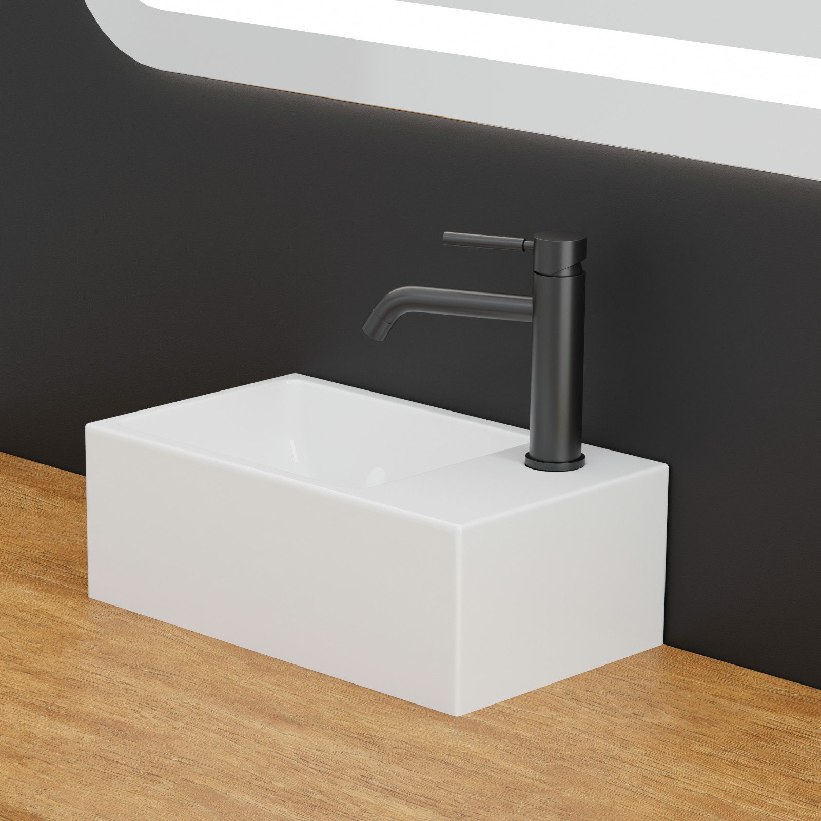 HAGO Waschbecken Keramik 35x20x12cm Aufsatz Wandmontage günstig online kaufen