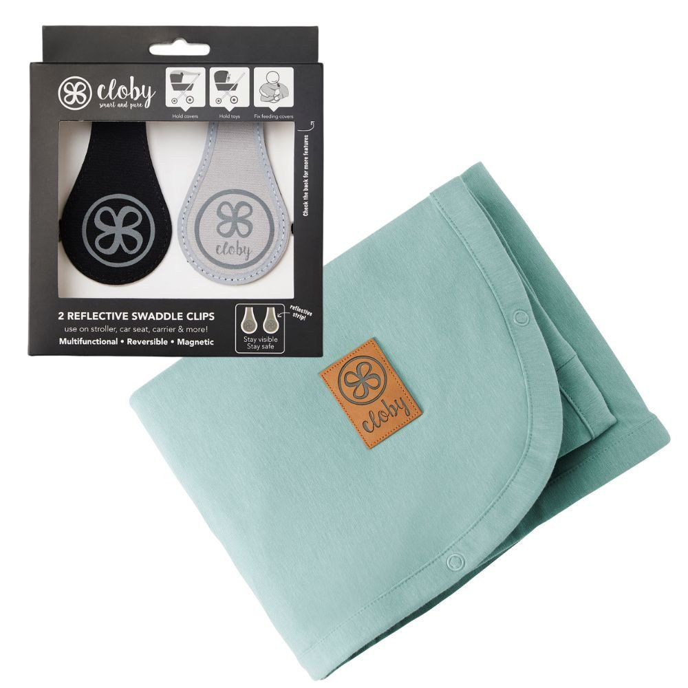 Cloby Kinderwagen-Sonnenschutzhülle UV Decke und Magnetclips im Set