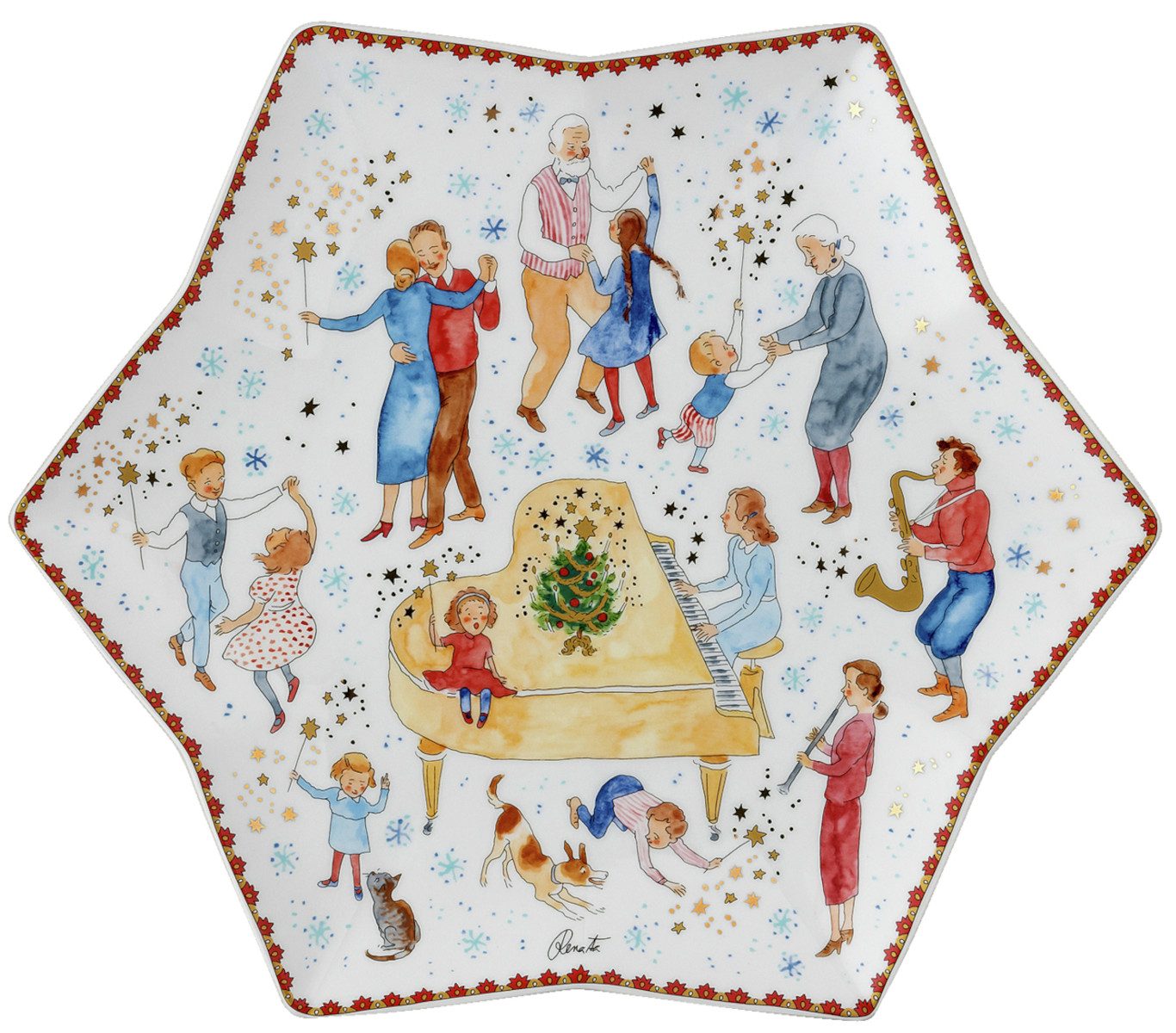 Hutschenreuther Schale Sammelkollektion 2023 Weihnachtsklänge Sternschale 34cm, Porzellan, (Sternschalen)