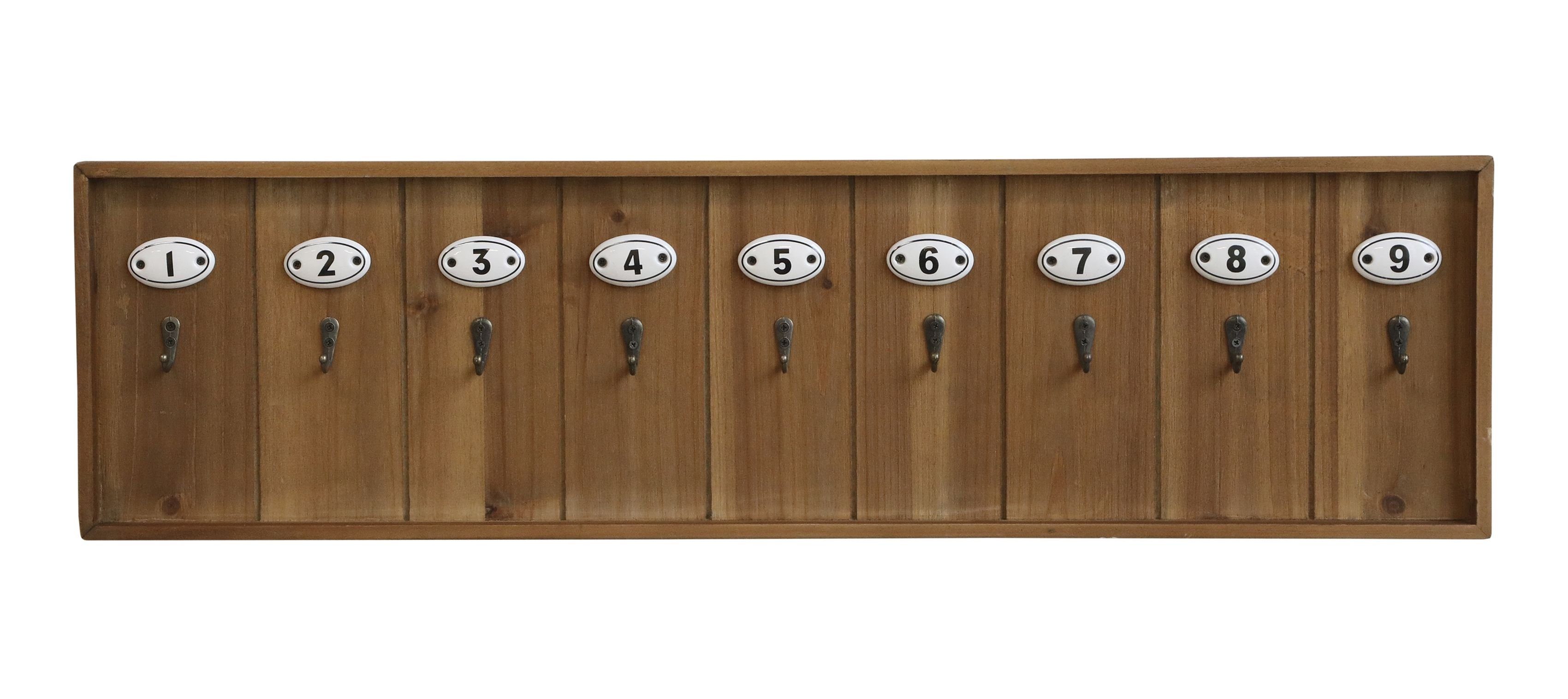 Chic Antique Schlüsselbrett Schlüsselbrett Schlüsselleiste 9 Haken Holz Natur L 80cm Chic Antique