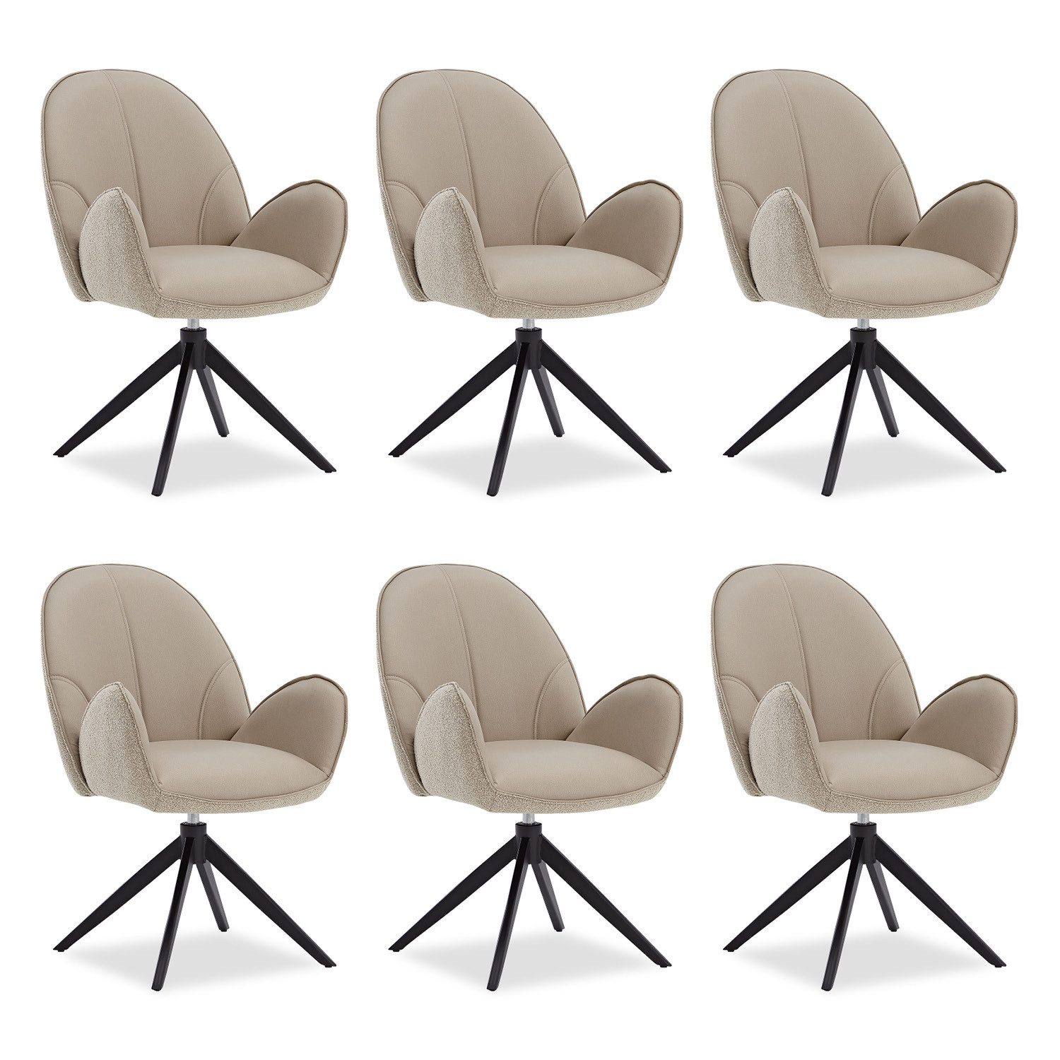 Homestyle4u Armlehnstuhl Esszimmerstuhl Bouclé Drehbar Braun Rückschwung Lo günstig online kaufen