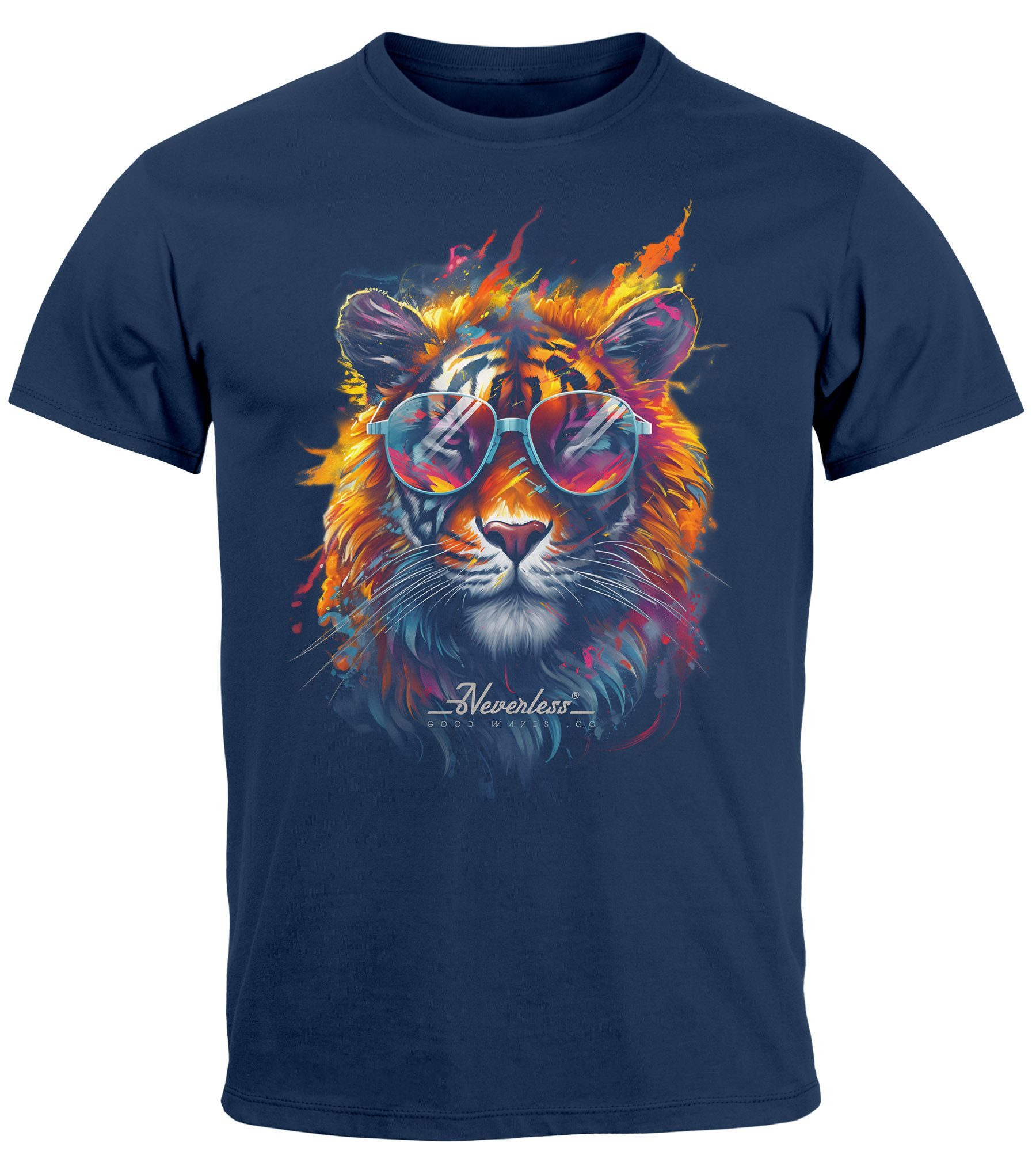 Neverless Print-Shirt Herren T-Shirt Tiger Print günstig online kaufen