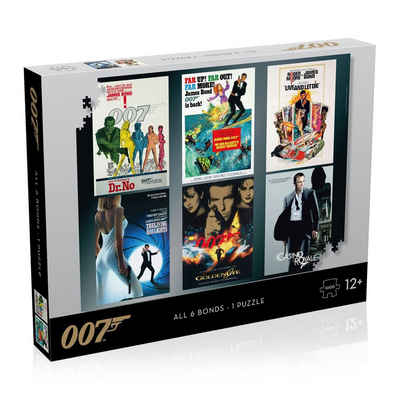 Winning Moves Steckpuzzle James Bond Puzzle - 1000 Teile - All Debut Posters - all 6 Bonds, 1000 Puzzleteile