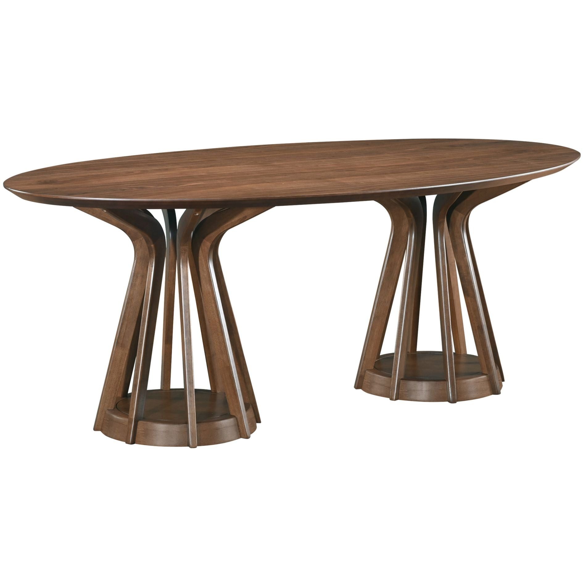 Selsey Esstisch Stenne, 200x110 cm, oval, MDF mit Nussbaumfurnier, Beine aus Kautschukholz