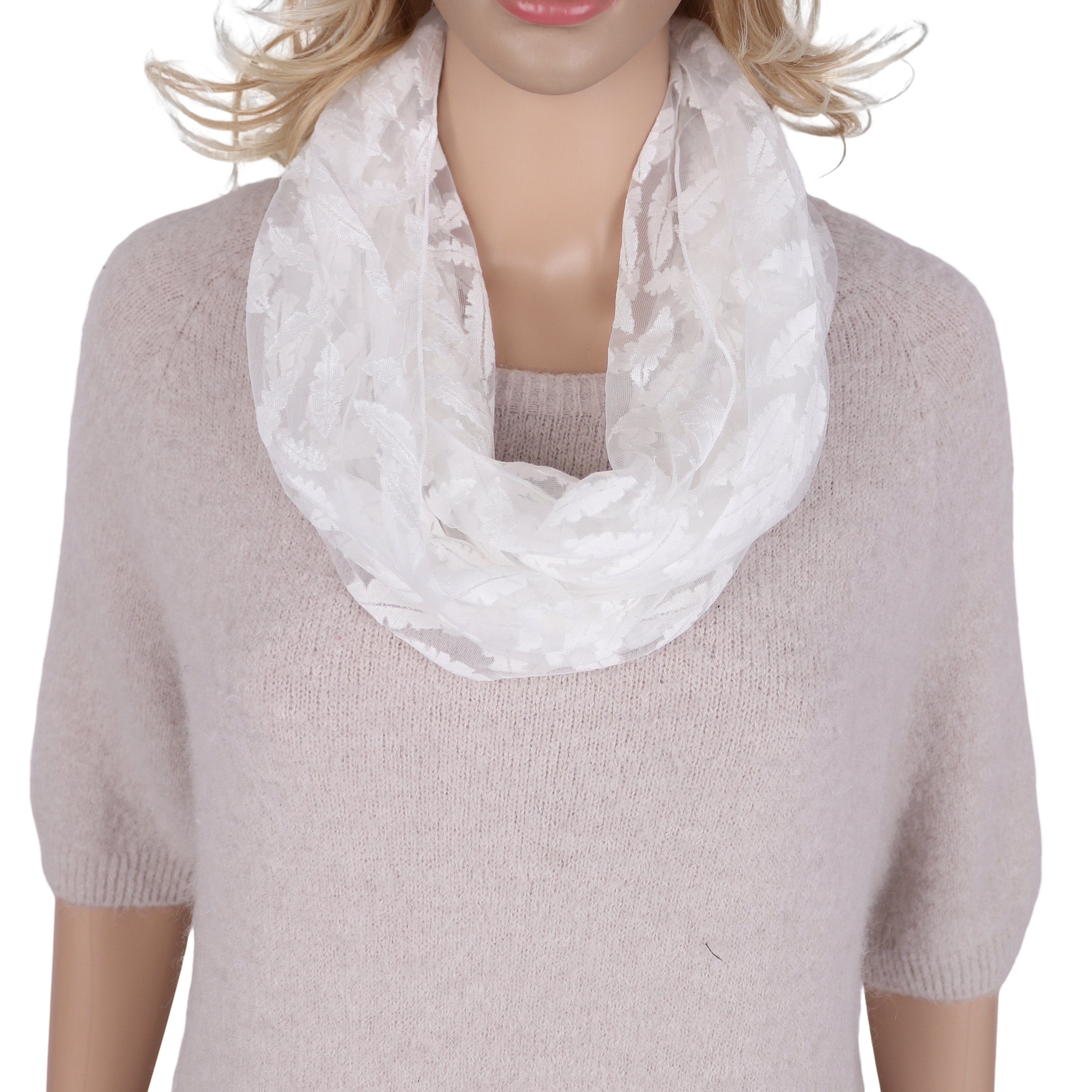 MIRROSI Loop Damen Schal Unifarbe HALBTRANSPARENT, Tolle Muster, Schlauchschal, (ca. 160x38cm, zweimal um den Hals wickelbar), sehr leicht und angenehm zu tragen