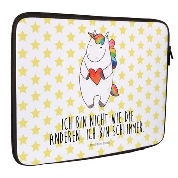 Mr. & Mrs. Panda Laptop-Hülle Einhorn Herz - Weiß - Geschenk, Tasche, Computertasche, Pegasus, Lapt