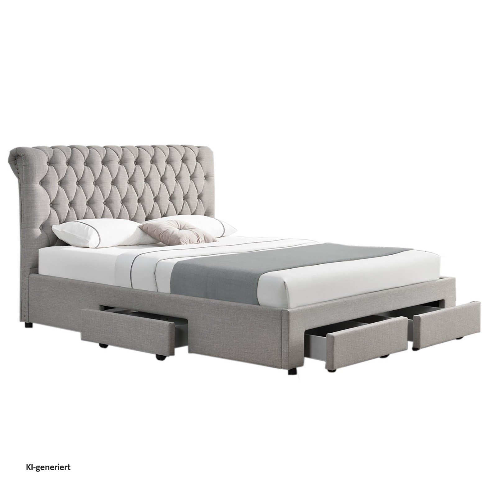 HTI-Living Bett Bett mit Stauraum 180 x 200 (1 Stück, 1-tlg., 1x Bett Claire 180 mit Lattenrost, ohne Matratze und Dekoration), Doppelbett mit Knopfsteppung – Bild 4 von 5