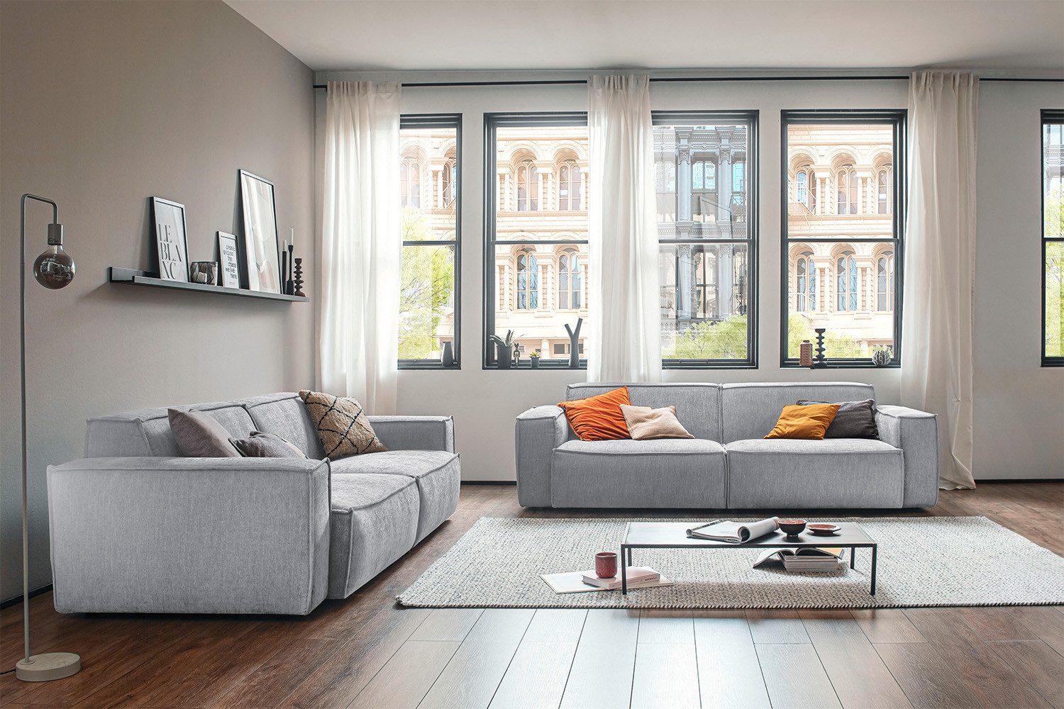 KAWOLA Sitzgruppe SAMU, (Set, 2-tlg), 3-Sitzer 2-Sitzer Stoff versch. Farben