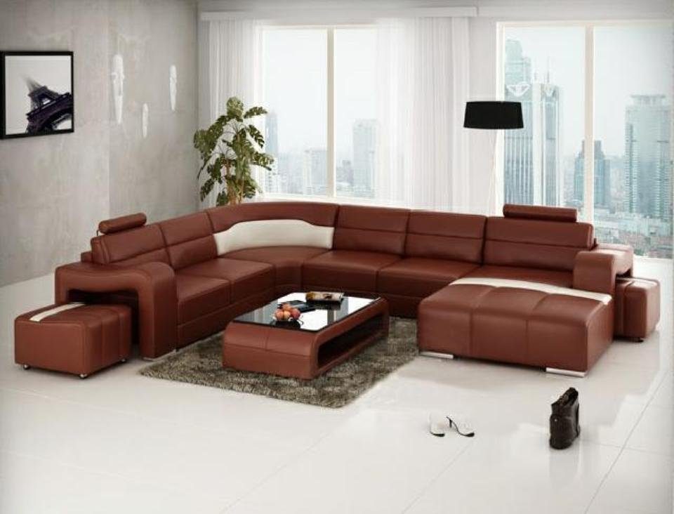 JVmoebel Ecksofa, Wohnlandschaft Couch Polster Eck Designer Ledersofa Big Sofa