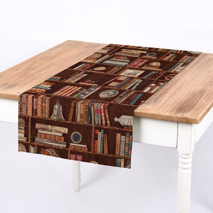 SCHÖNER LEBEN. Tischläufer SCHÖNER LEBEN. Tischläufer Premium Bookshelve Marine Bücherregal Nautik 40x160cm handmade