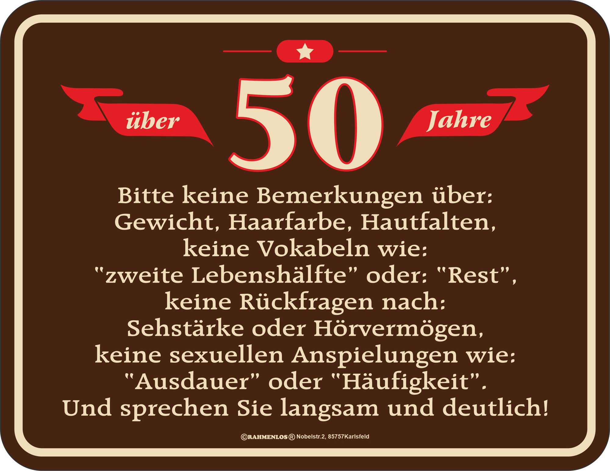 Metallschild 50 Jahre - Fun-Schilder - Bemerkungen