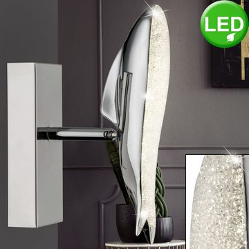 etc-shop LED Wandleuchte, LED-Leuchtmittel fest verbaut, Neutralweiß, 2er Set LED Wal Design Wand Leuchten Wohn Zimmer Beleuchtung Chrom