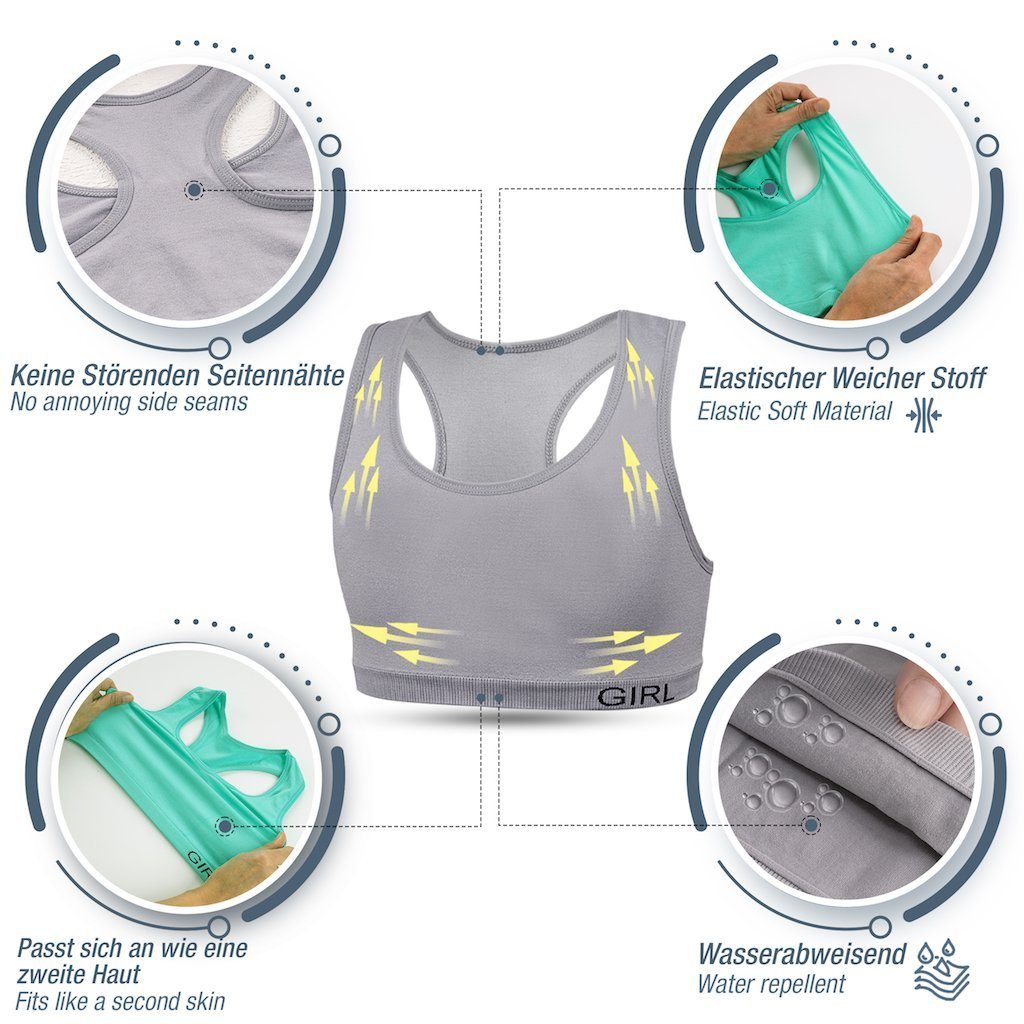 LOREZA Bustier 5er Set Mädchen Bustier - Nahtlos Mikrofaser - Bunt (Set, 5-tlg., 5er-Pack)