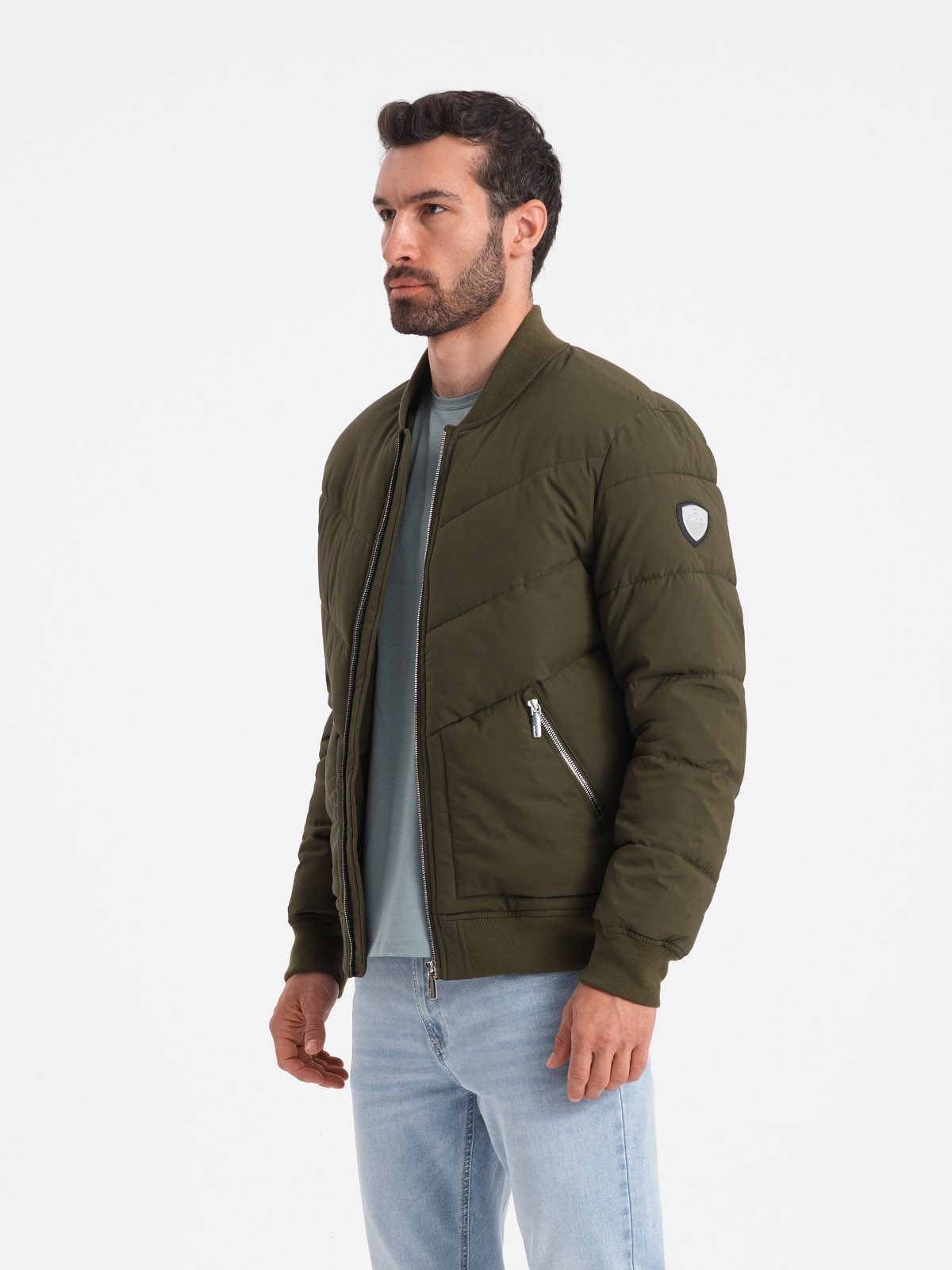 OMBRE Bomberjacke Gesteppte Herren-Bomberjacke mit Metallreißverschlüssen günstig online kaufen