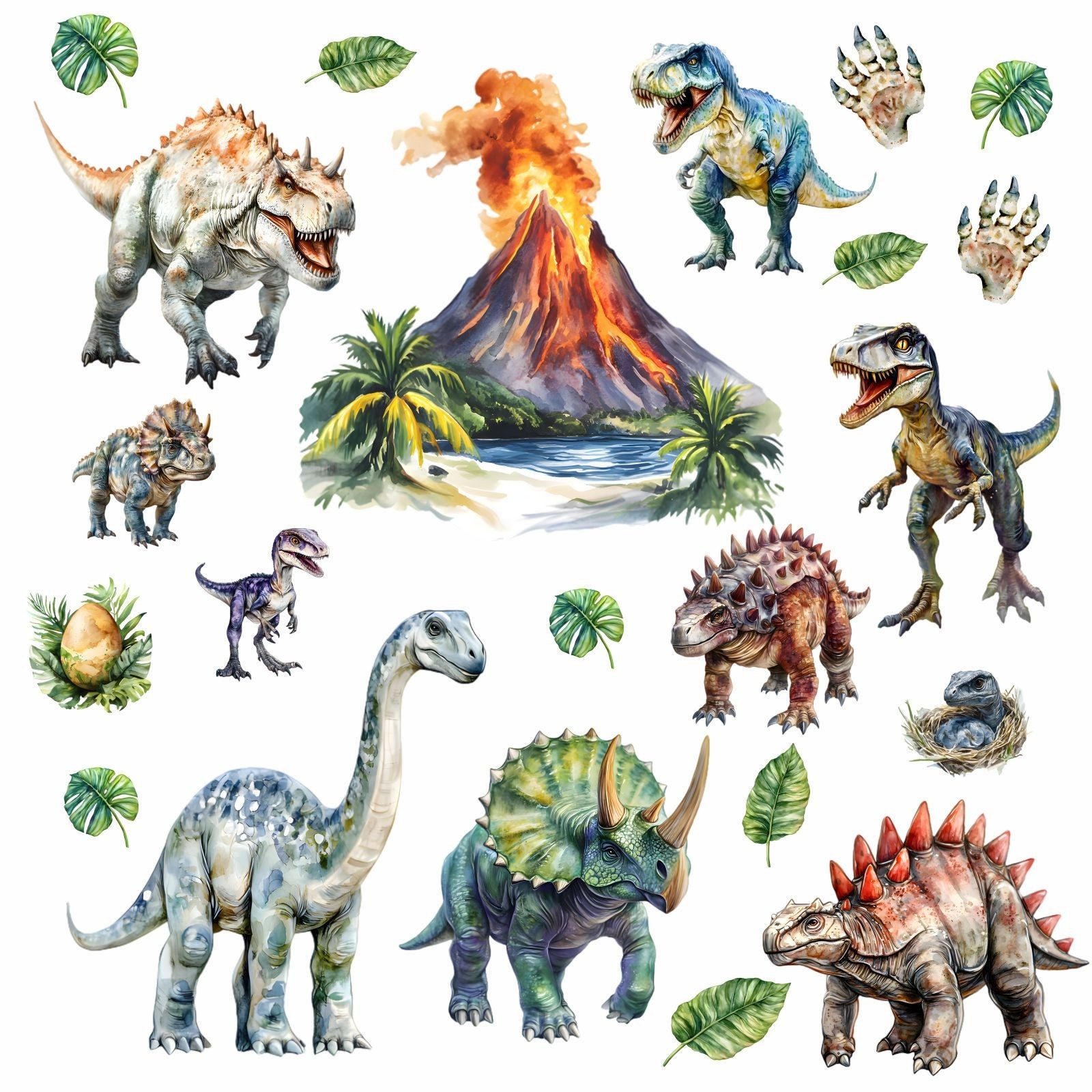 nikima Wandtattoo 257 Wandtattoo Dinosaurier mit Vulkan - Größe 750 x 420 m günstig online kaufen