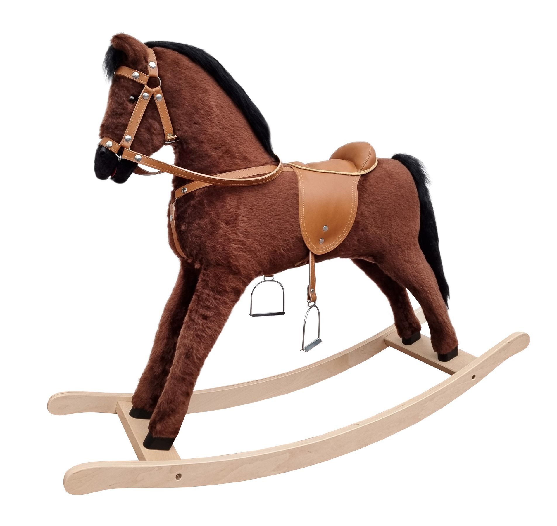 ERST-HOLZ Reitpferd Großes Schaukelpferd Plüschpferd Holzpferd günstig online kaufen